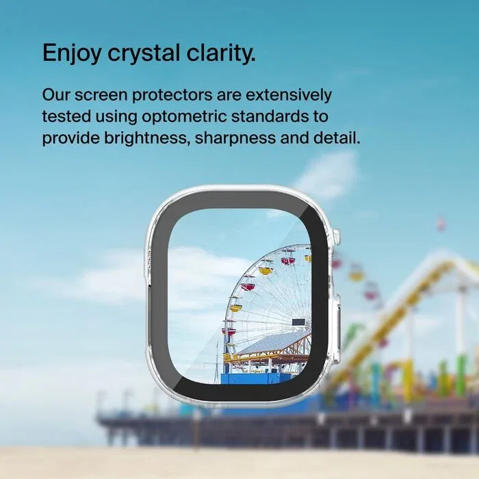 Belkin TemperedCurve 2-in-1 Protector de Pantalla de Vidrio Templado 9H para Apple Watch Ultra y Ultra 2 - Transparente, Resistente a Impactos y Rayones