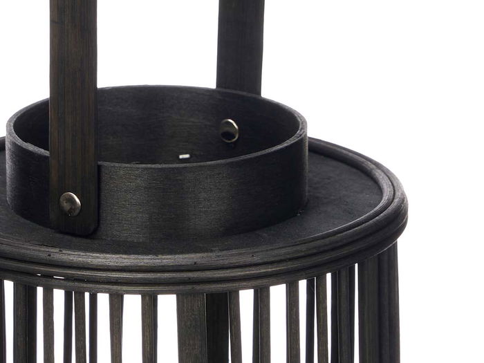 Giftdecor Farol de Bambú Negro para Vela Mediano 18.5 x 44.5 x 18.5 cm (Set de 6)