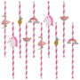Party Time Juego De 10 Pajitas Cumpleaños Modelos Surtidos Unicornio Perezoso Rayas Longitud 19,5 cm