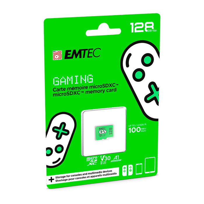 EMTEC Tarjeta MicroSDXC m128GB UHS-I U3 V30 A1 Gaming Verde EMTEC Tarjeta MicroSDXC m128GB UHS-I U3 V30 A1 Gaming Verde