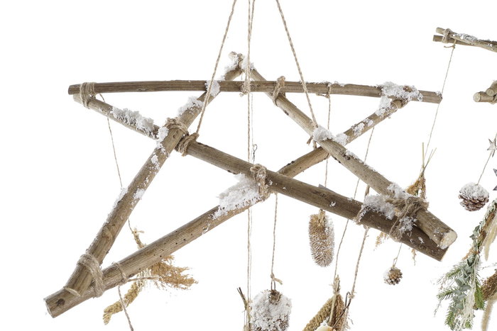 DKD Home Decor Decoración Colgante Navidad Alpina Marrón 41 x 40 x 41 cm (2 Unidades)