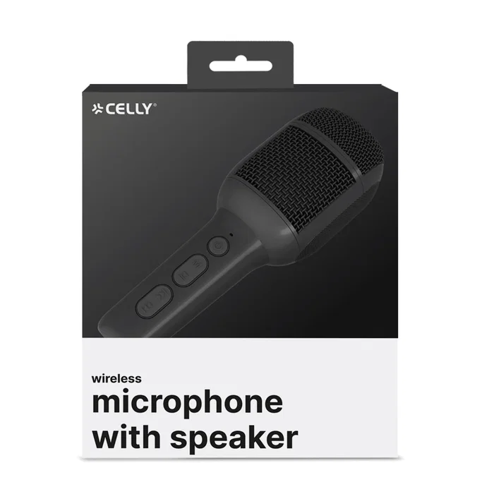 Celly KIDSFESTIVAL2BK Micrófono Karaoke Inalámbrico con Altavoz Integrado, Conexión 3.5mm/USB/TF, Batería Recargable, Negro