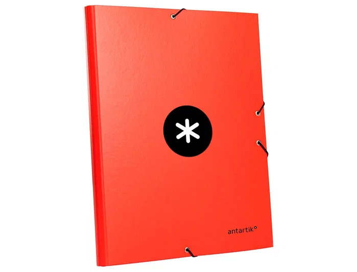 Antartik Carpeta de gomas tres solapas color rojo