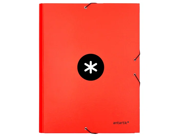 Antartik Carpeta de gomas tres solapas color rojo