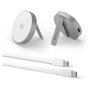 dbramante 1928 Cargador Inalámbrico CH15WLAL7263 MagSafe con Soporte, Aluminio, 25W, Qi2, Cable USB-C 2 m, Gris