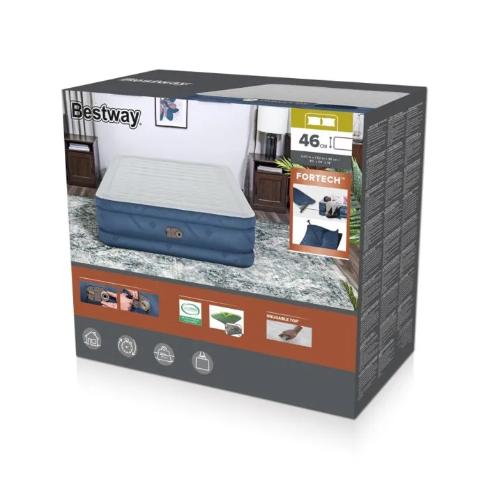 Bestway Cama Hinchable para 2 Personas, 203x152x46 cm, con Bomba Eléctrica Incorporada