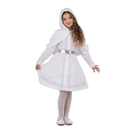 My Other Me Disfraz Monada Blanca Navidad Vestido con Enaguas y Cubrehombros con Capucha Talla 7-9 Años