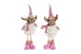 DKD Home Decor Figura de Reno Rosa y Blanco en Poliéster