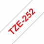 Brother TZe-252 Cinta rotuladora laminada 24 mm x 8 m, Rojo sobre blanco
