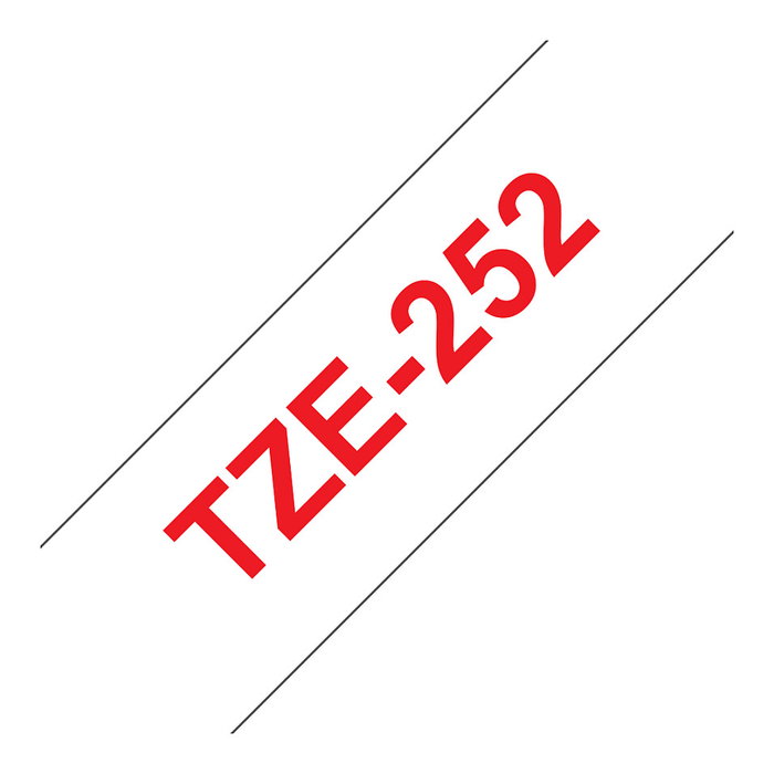 Brother TZe-252 Cinta rotuladora laminada 24 mm x 8 m, Rojo sobre blanco