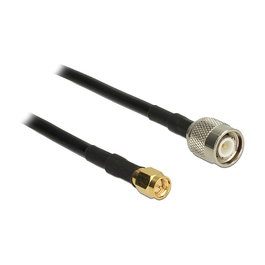 Delock 89507 Cable Antena, 10 m, RG-58 C/U, Conector TNC Macho a SMA Macho, 50 Ω, Negro