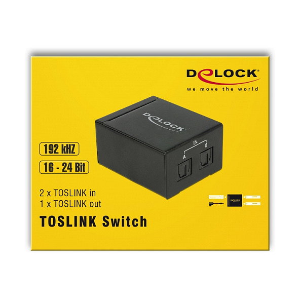 DeLOCK Switch TOSLINK 2 Entradas 1 Salida Audio Óptico Negro