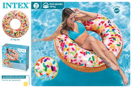 Intex Flotador Donuts De Colores 56263Np Hinchable Donut 3D Piscina Verano 144 cm