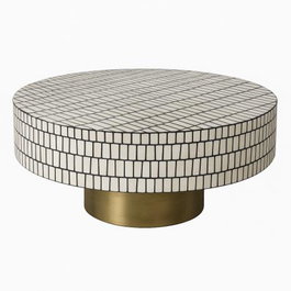 DKD Home Decor Mesa de Centro de Mango y Hueso 100x100x40 cm