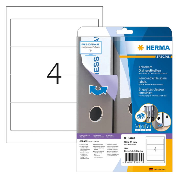 HERMA Etiquetas para Archivadores A4 Blanco 192x61 mm HERMA Etiquetas para Archivadores A4 Blanco 192x61 mm
