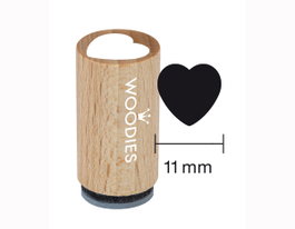 Woodies Sello mini de madera y caucho corazón 15x25mm modelo 1