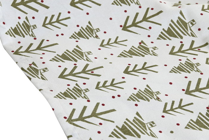 DKD Home Decor Camino de Mesa Navidad Alpina 150 x 50 cm Verde Blanco Algodón Polyester