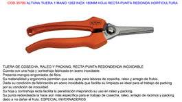 ALTUNA Tijera de poda hortícola 1262 Inox 180mm punta redondeada