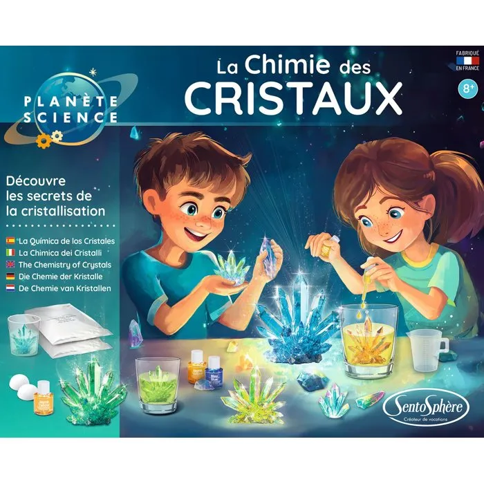 SENTOSPHERE La Química de los Cristales - Colección de Minerales, Juego para Crear Cristales con 2 Sobres, a partir de 8 años