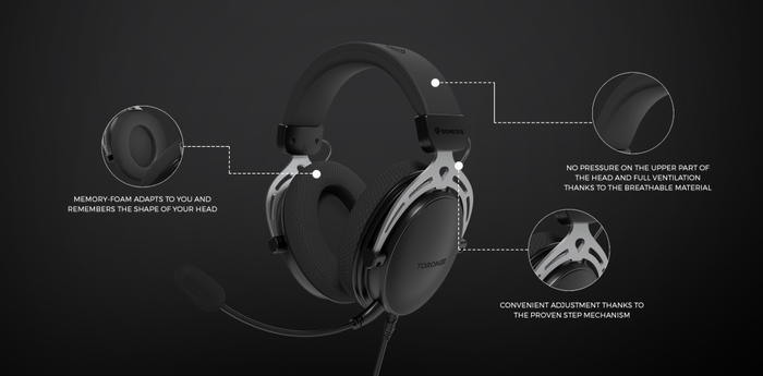 GENESIS Auriculares Gaming Diadema Toron 531 Alámbrico 3,5mm Transductores 50mm Negro