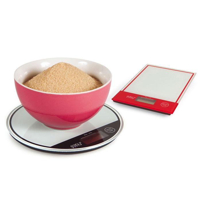 Easy Make Balanza Digital Delgada Cristal Peso Máximo 5 Kg Botón Tara Colores y Formas Surtidos
