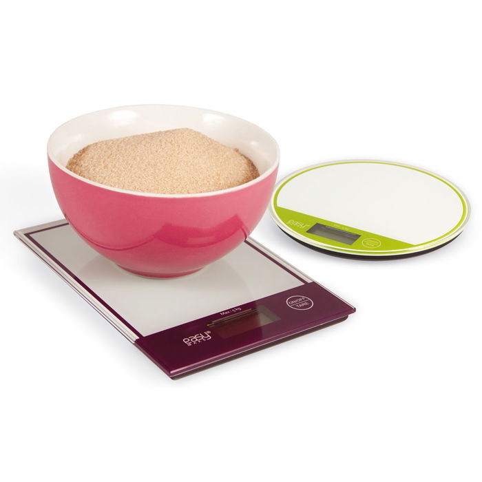 Easy Make Balanza Digital Delgada Cristal Peso Máximo 5 Kg Botón Tara Colores y Formas Surtidos