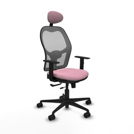 PIQUERAS Y CRESPO Silla de oficina Jorquera Rosa/Gris con mecanismo Sincro/Traslack, brazos 1D y cabecero fijo