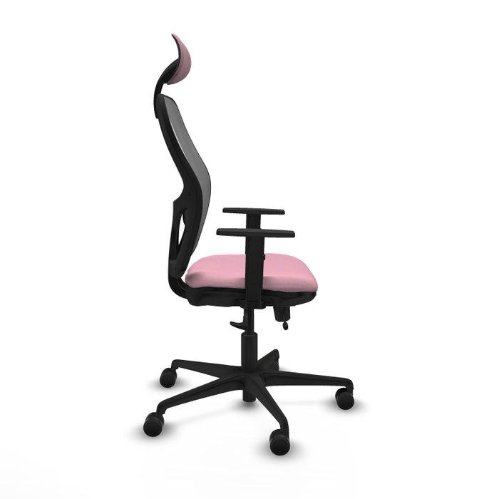 PIQUERAS Y CRESPO Silla de oficina Jorquera Rosa/Gris con mecanismo Sincro/Traslack, brazos 1D y cabecero fijo