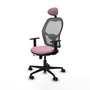 PIQUERAS Y CRESPO Silla de oficina Jorquera Rosa/Gris con mecanismo Sincro/Traslack, brazos 1D y cabecero fijo