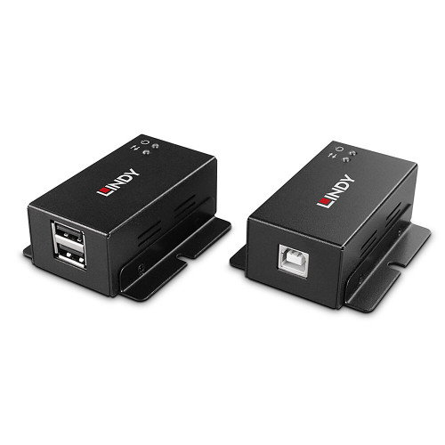 Lindy Extensor USB 2.0 Cat.6 de 50m, 2 Puertos, Negro