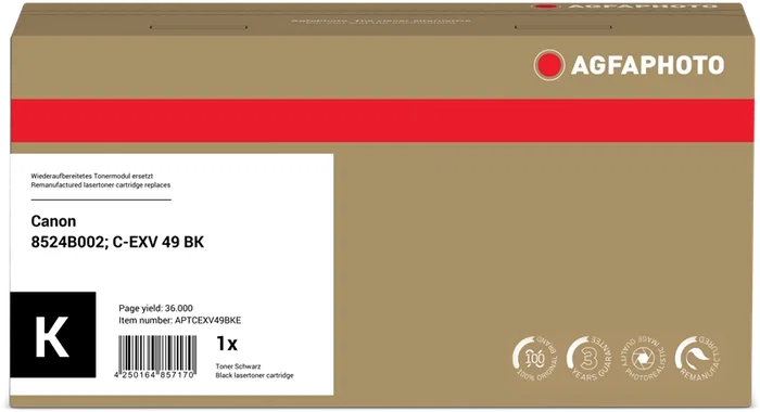 Agfa Photo Tóner Negro Compatible con Canon C-EXV49bk APTCEXV49BKE – 36.000 Páginas Agfa Photo Tóner Negro Compatible con Canon C-EXV49bk APTCEXV49BKE – 36.000 Páginas