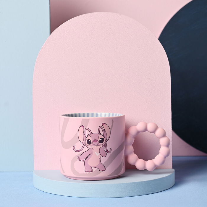 WIDDOP & CO Taza Angel Stitch Disney Cerámica Rosa Caja Regalo