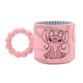 WIDDOP & CO Taza Angel Stitch Disney Cerámica Rosa Caja Regalo