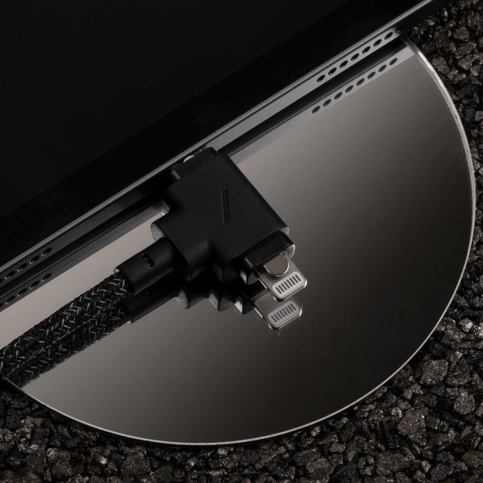 Native Union Belt Cable Universal Cargador Dual USB-C a Lightning y USB-C 1.5M Negro - Carga Rápida 60W