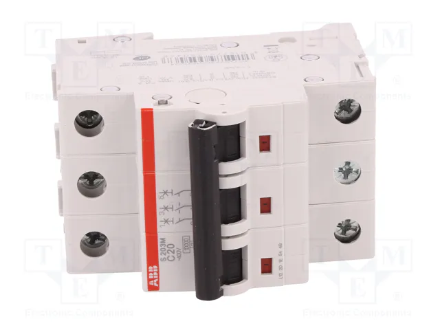 ABB S200M-C20 Interruptor magnetotérmico 20A 3 polos ABB S200M-C20 Interruptor magnetotérmico 20A 3 polos