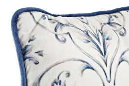 DKD Home Decor Cojín Floral Terciopelo Blanco y Azul