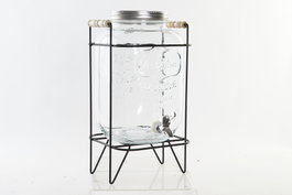 DKD Home Decor Dispensador Bebidas Cottage Transparente Plateado Cristal Hierro Abs Silicona 26 x 42 x 23 cm (4 Unidades)