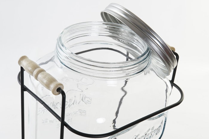 DKD Home Decor Dispensador Bebidas Cottage Transparente Plateado Cristal Hierro Abs Silicona 26 x 42 x 23 cm (4 Unidades)