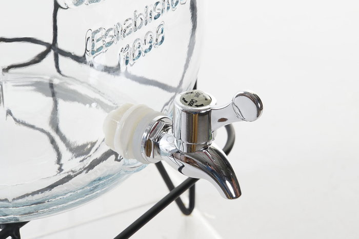 DKD Home Decor Dispensador Bebidas Cottage Transparente Plateado Cristal Hierro Abs Silicona 26 x 42 x 23 cm (4 Unidades)