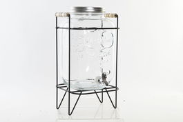 DKD Home Decor Dispensador Bebidas Cottage Transparente Plateado Cristal Hierro Abs Silicona 26 x 42 x 23 cm (4 Unidades)