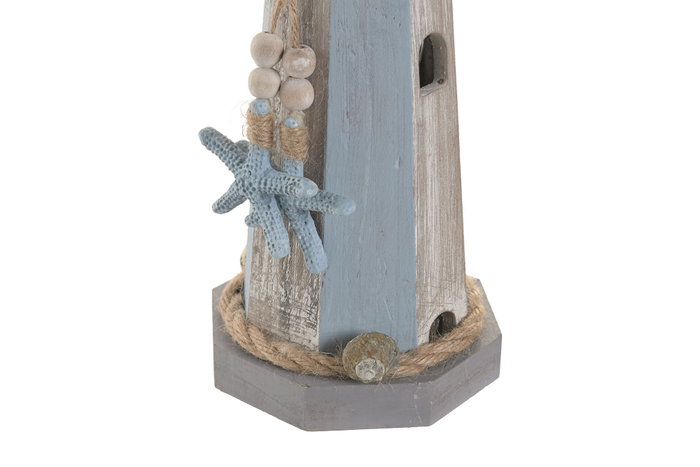 DKD Home Decor Figura LED MDF Faro Azul y Blanco
