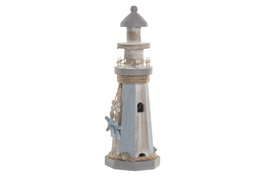 DKD Home Decor Figura LED MDF Faro Azul y Blanco