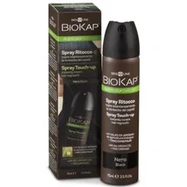 Biokap Spray Retoque Negro 75 Ml - Tinte en Spray para Cubrir Raíces y Retoques de Color, Color Uniforme y Natural