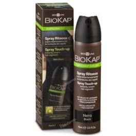 BIOKAP Spray Retoque Negro 75Ml. Solución para cubrir raíces y retoques de pelo.