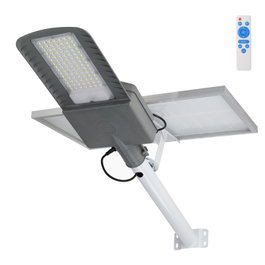 Farola LED Solar 200W 5000K con Panel 6V 30W y Batería 28Ah, Negro