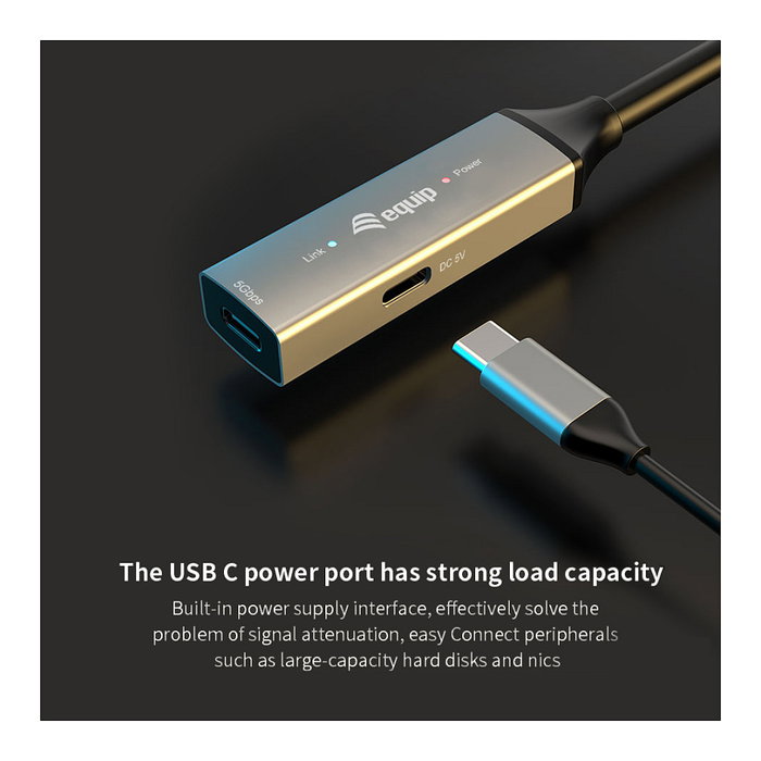 Equip Cable USB-C 3.2 Gen1 Aktivo Erweiterung 10m Negro