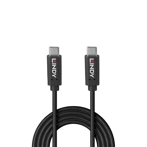 LINDY Cable USB 3.2 Gen 2x2 USB C a USB C, 0,5 m, 20 Gbit/s, 100 W PD, Negro