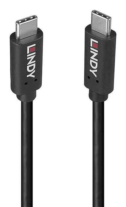 LINDY Cable USB 3.2 Gen 2x2 USB C a USB C, 0,5 m, 20 Gbit/s, 100 W PD, Negro
