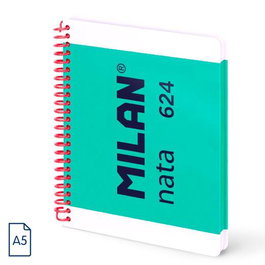 Milan Cuaderno Espiral A5 80H 95gr 5x5 mm Tapa Dura Nata Verde