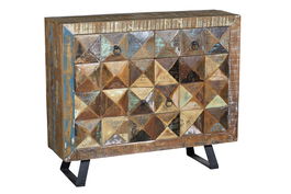 Giner Y Colomer Cómoda Exclusiva en Madera Reciclada Multicolor con 2 Cajones y 2 Puertas